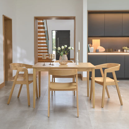 Paul Pale Oak Extending Dining Table Set - 4 Seater - Ella Pale Oak Carver Chairs - Laura James