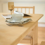 Paul 160-220cm Whitewash Oak Extending Dining Table Set - 6 Seater - 2 Tilly Wood String Dining Chair with 2 Tilly Wood String Dining Bench - Laura James 