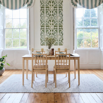 Paul 160-220cm Whitewash Oak Extending Dining Table Set - 4 Seater - Tilly Wood String Dining Bench - Laura James
