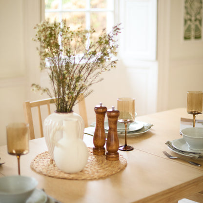 Paul 160-220cm Whitewash Oak Extending Dining Table Set - 6 Seater - 4 Tilly Wood String Dining Chair with 1 Tilly Wood String Dining Bench - Laura James 