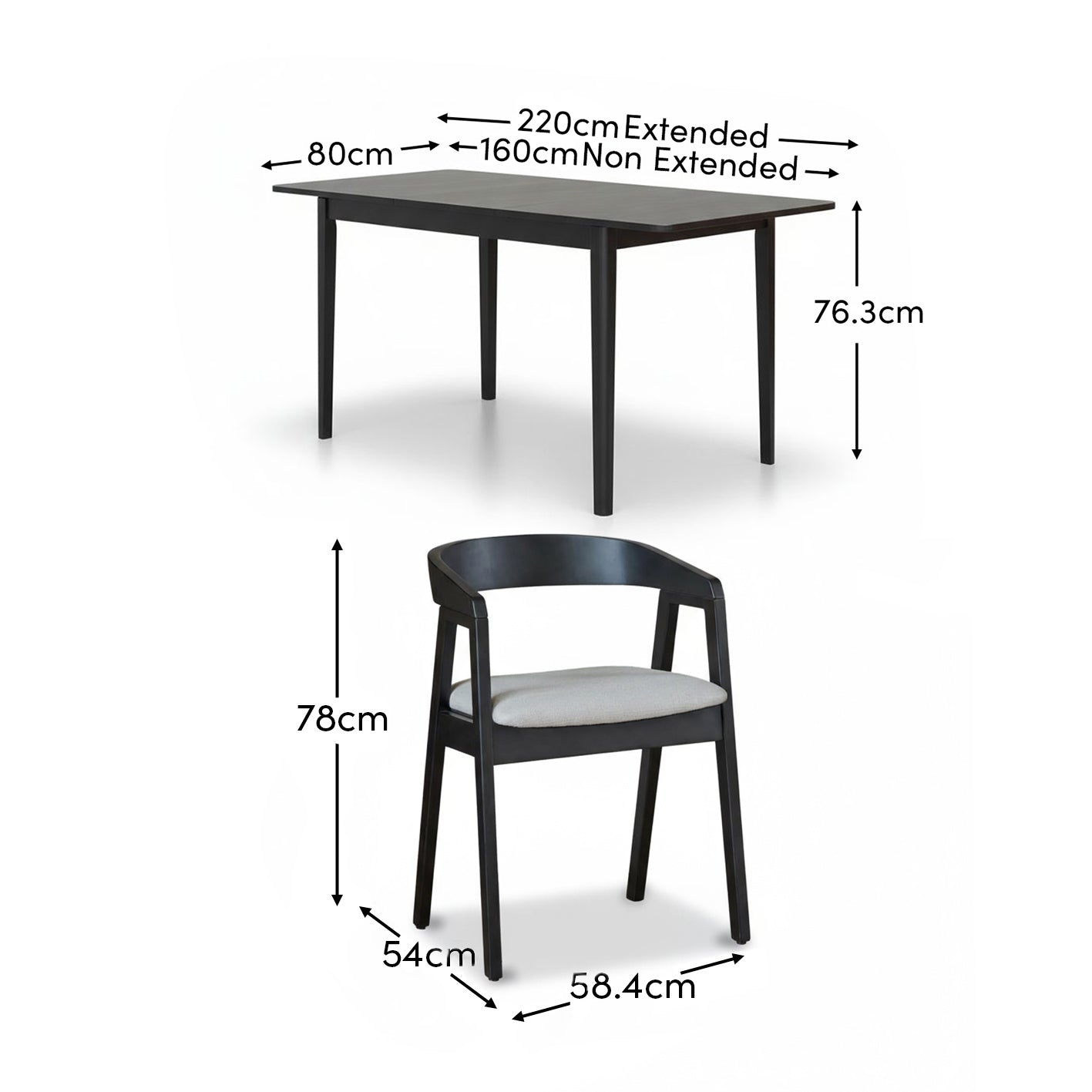 Paul Black Oak Extending Dining Table Set - 6 Seater -  Ella Fawn Linen Carver Chairs - Black Oak Legs - Laura James
