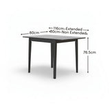 Paul Black Oak Extending Dining Table - Small - Laura James 