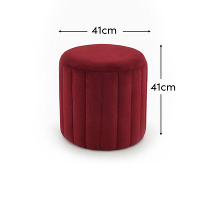 Penelope Drum Stool - Burgundy Red - Laura James 