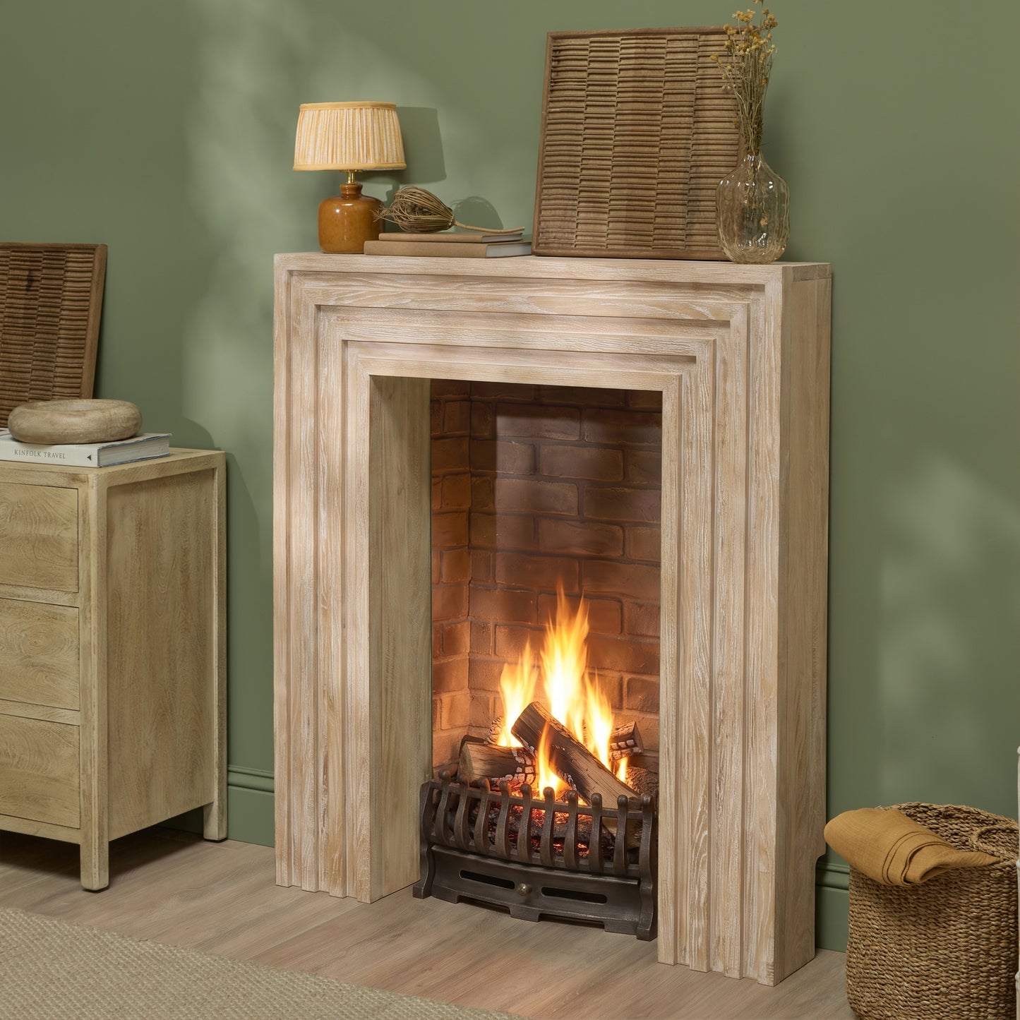 Piper 120cm Fireplace Surround - Chalked Mango Wood - Laura James 