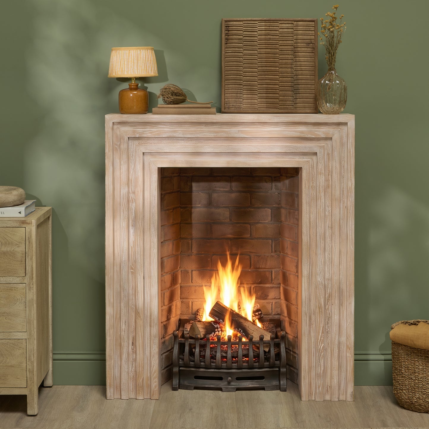 Piper 120cm Fireplace Surround - Chalked Mango Wood - Laura James 