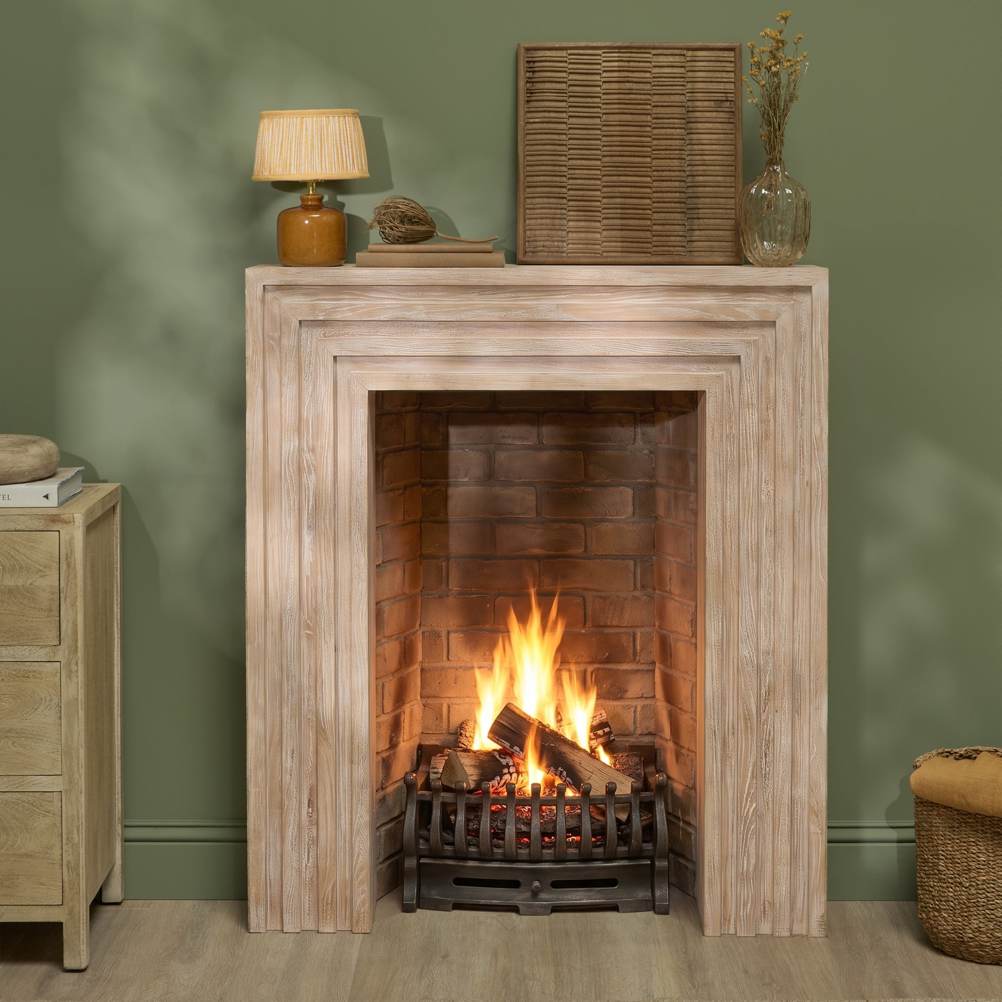 Piper 120cm Fireplace Surround - Chalked Mango Wood - Laura James 