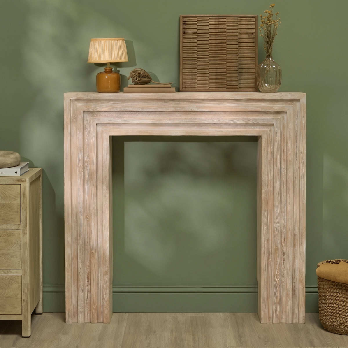 Piper 120cm Fireplace Surround - Chalked Mango Wood