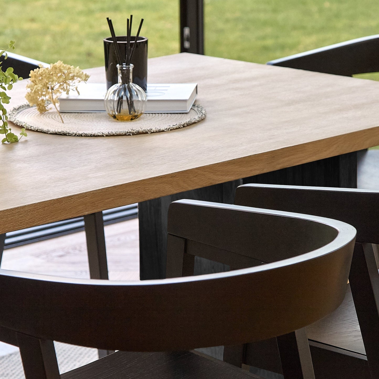 Priya Whitewash Wood Rectangular Dining Table with Black Legs - Laura James
