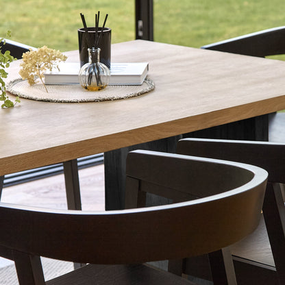 Priya Whitewash Wood Rectangular Dining Table with Black Legs - Laura James