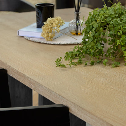 Priya Whitewash Wood Rectangular Dining Table with Black Legs - Laura James