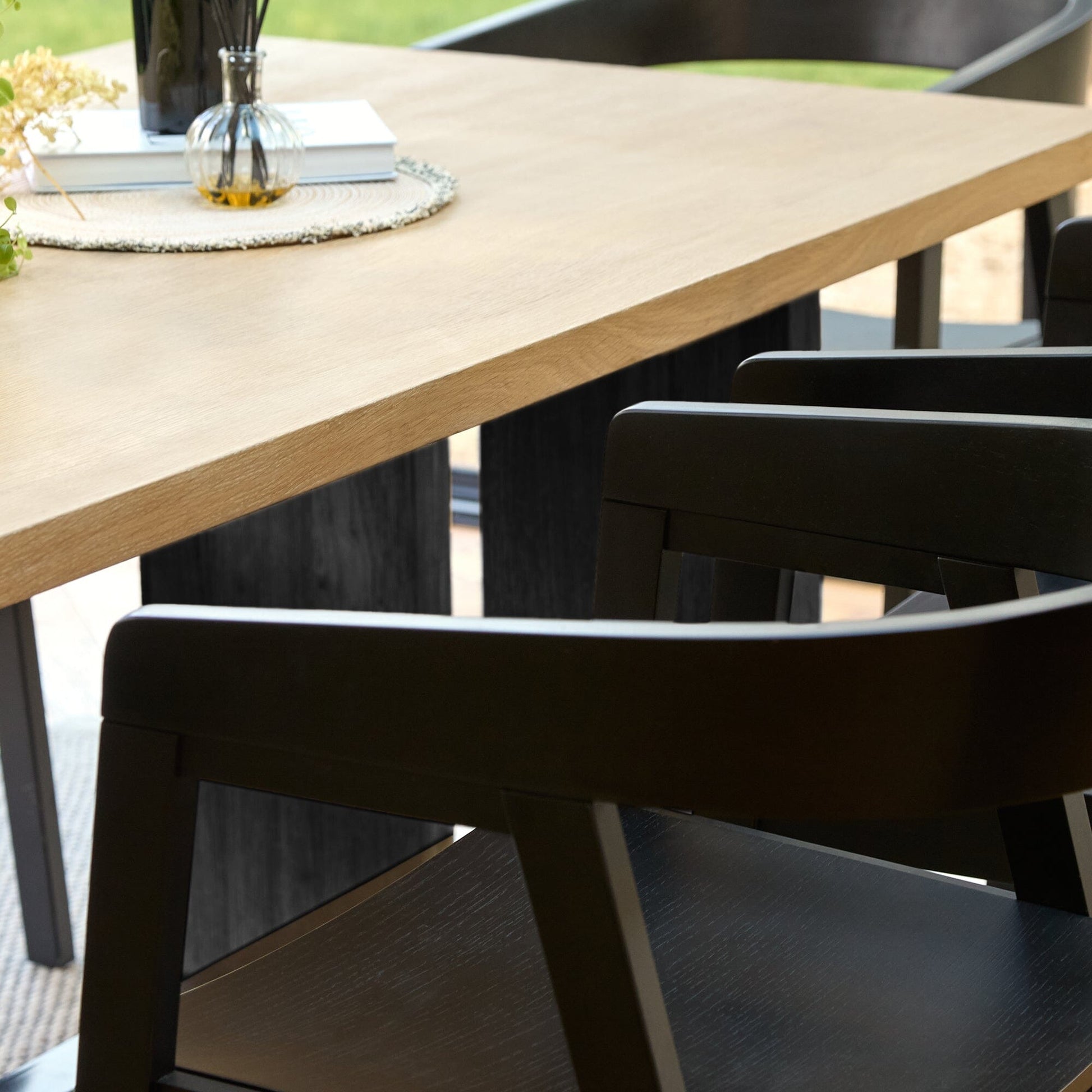 Priya Whitewash Wood Rectangular Dining Table with Black Legs - Laura James