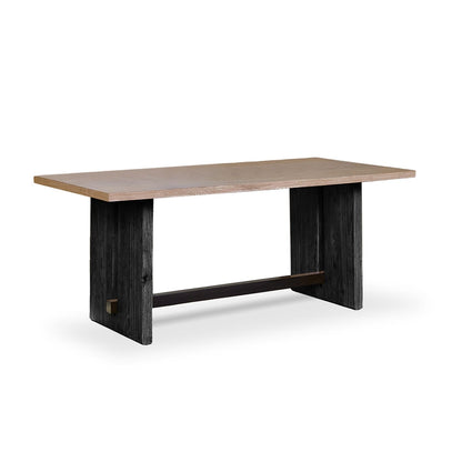 Priya Whitewash Wood Rectangular Dining Table with Black Legs - Laura James 