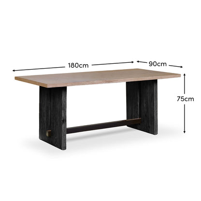 Priya Whitewash Wood Rectangular Dining Table with Black Legs - Laura James 