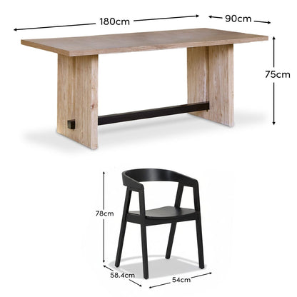 Priya 6 Seater Dining Table with Ella Black Armchairs - Laura James 