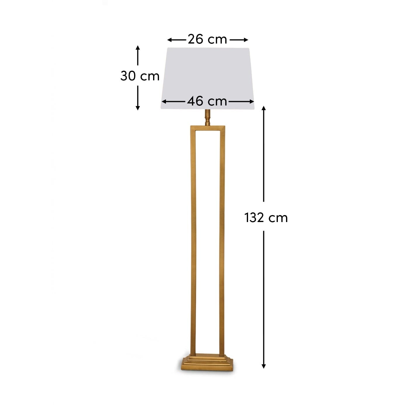 Purley 132cm Gold  Floor Lamp Base & Ashurst 46 x 30cm Shade - White - Laura James 