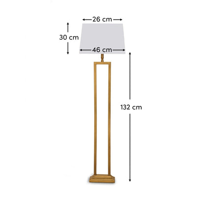 Purley 132cm Gold  Floor Lamp Base & Ashurst 46 x 30cm Shade - White - Laura James 