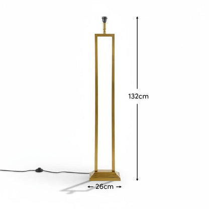 Purley White Cotton & Gold Floor Lamp - 132cm - Laura James 