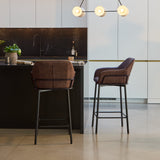Reagan Saddle Brown Bar Stool - Metal Legs - Laura James 