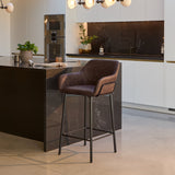 Reagan Saddle Brown Bar Stool - Metal Legs - Laura James 