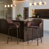 Reagan Saddle Brown Bar Stool - Metal Legs - Laura James 