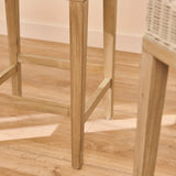 Reid Linen Grey Backless Bar Stools - Set of 2 - Whitewash Mindi Wood Legs - Laura James 