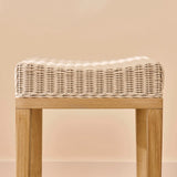 Reid Linen Grey Backless Bar Stools - Set of 2 - Whitewash Mindi Wood Legs - Laura James 