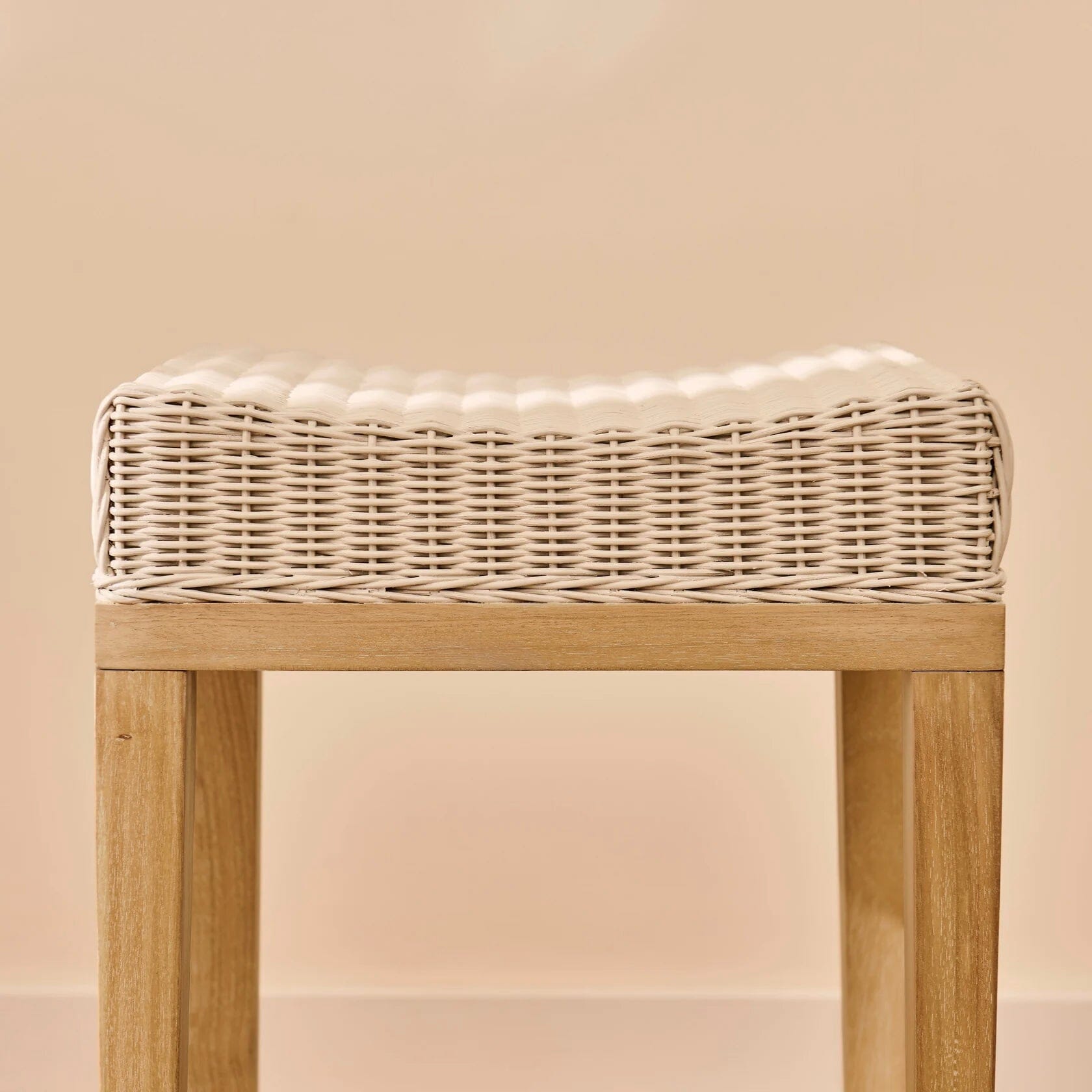 Reid Linen Grey Backless Bar Stools - Set of 2 - Whitewash Mindi Wood Legs - Laura James 
