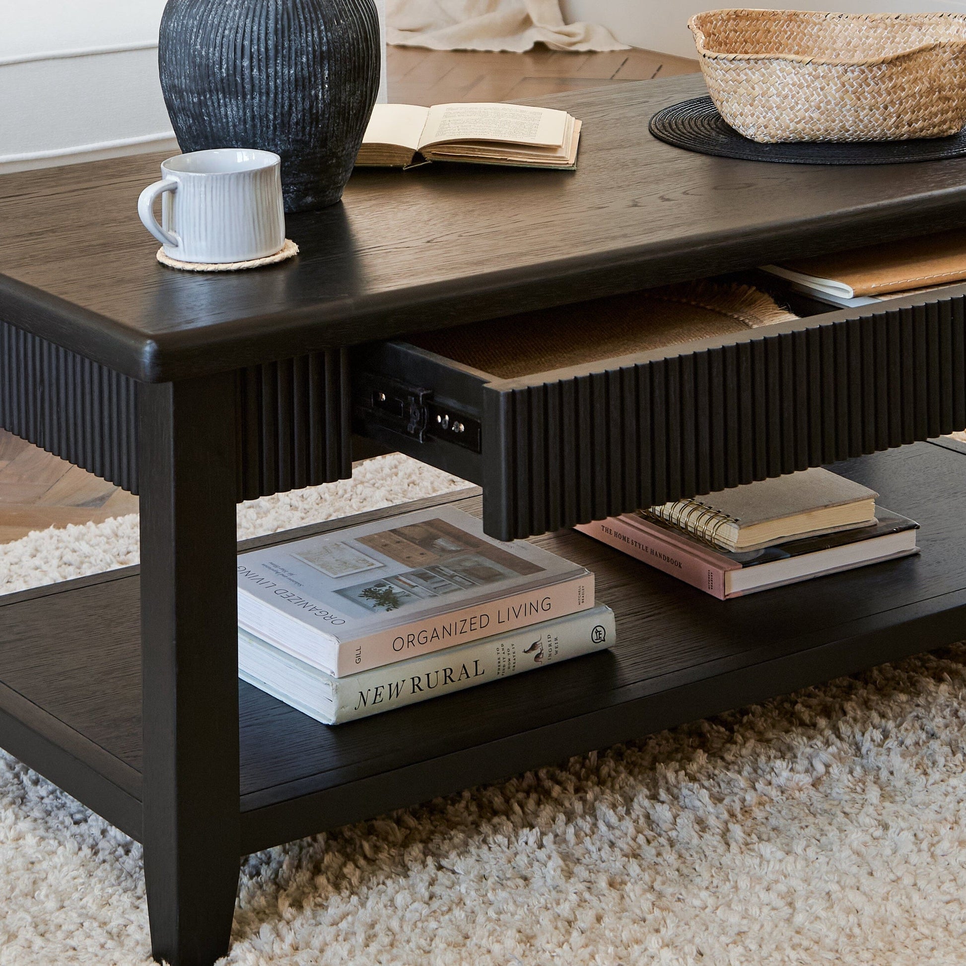 Raleigh Black Oak Coffee Table - Laura James 