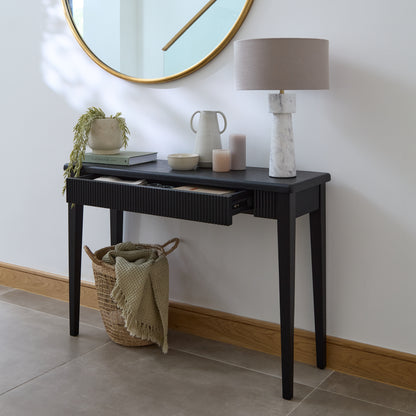 Raleigh Black Oak Console Table - Laura James