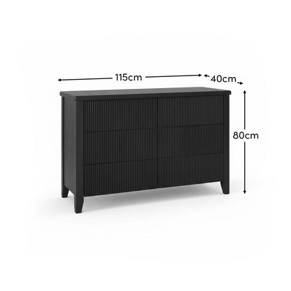 Raleigh 6 Drawer Chest of Drawers - Black Oak - Laura James
