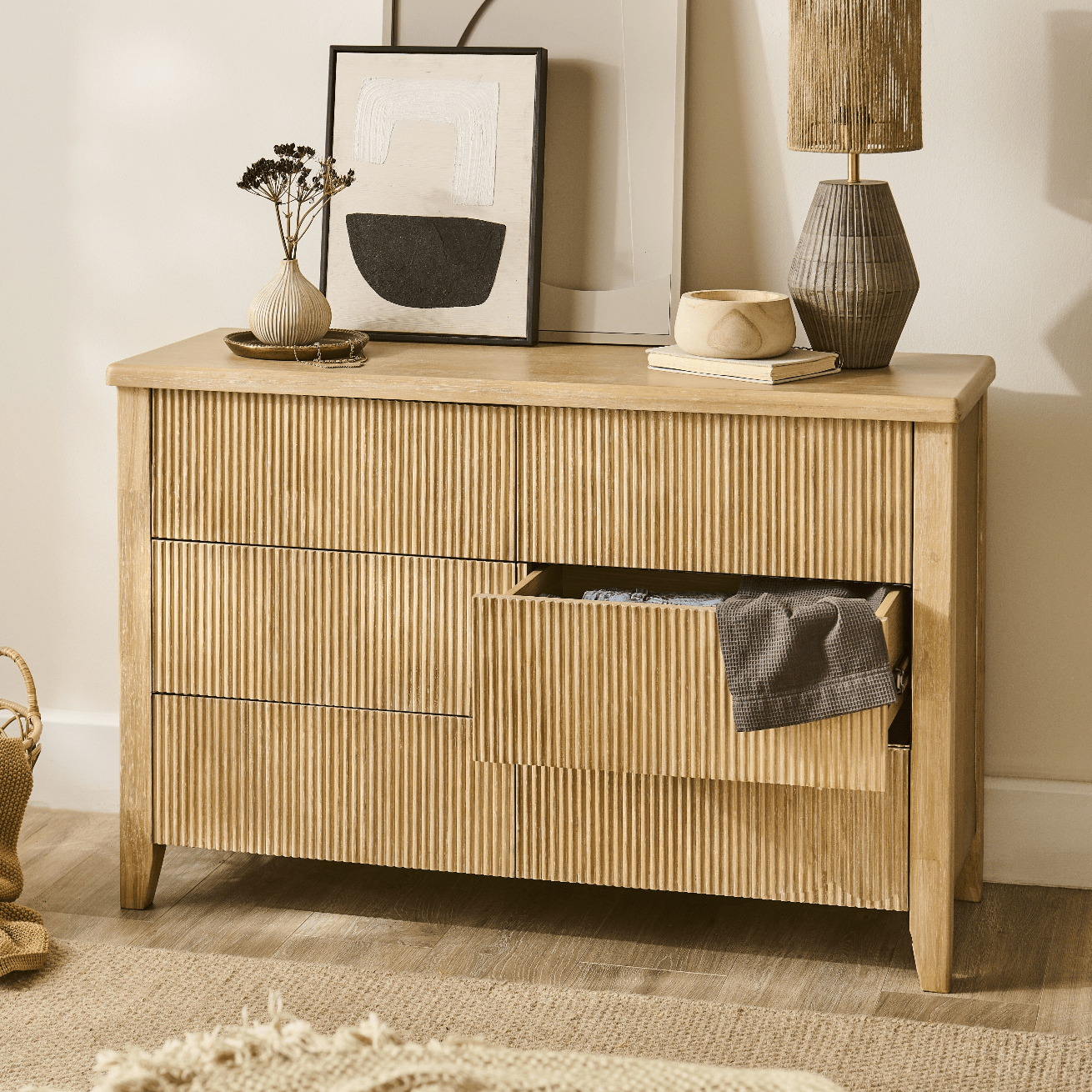 Raleigh 6 Drawer Chest of Drawers - Whitewash