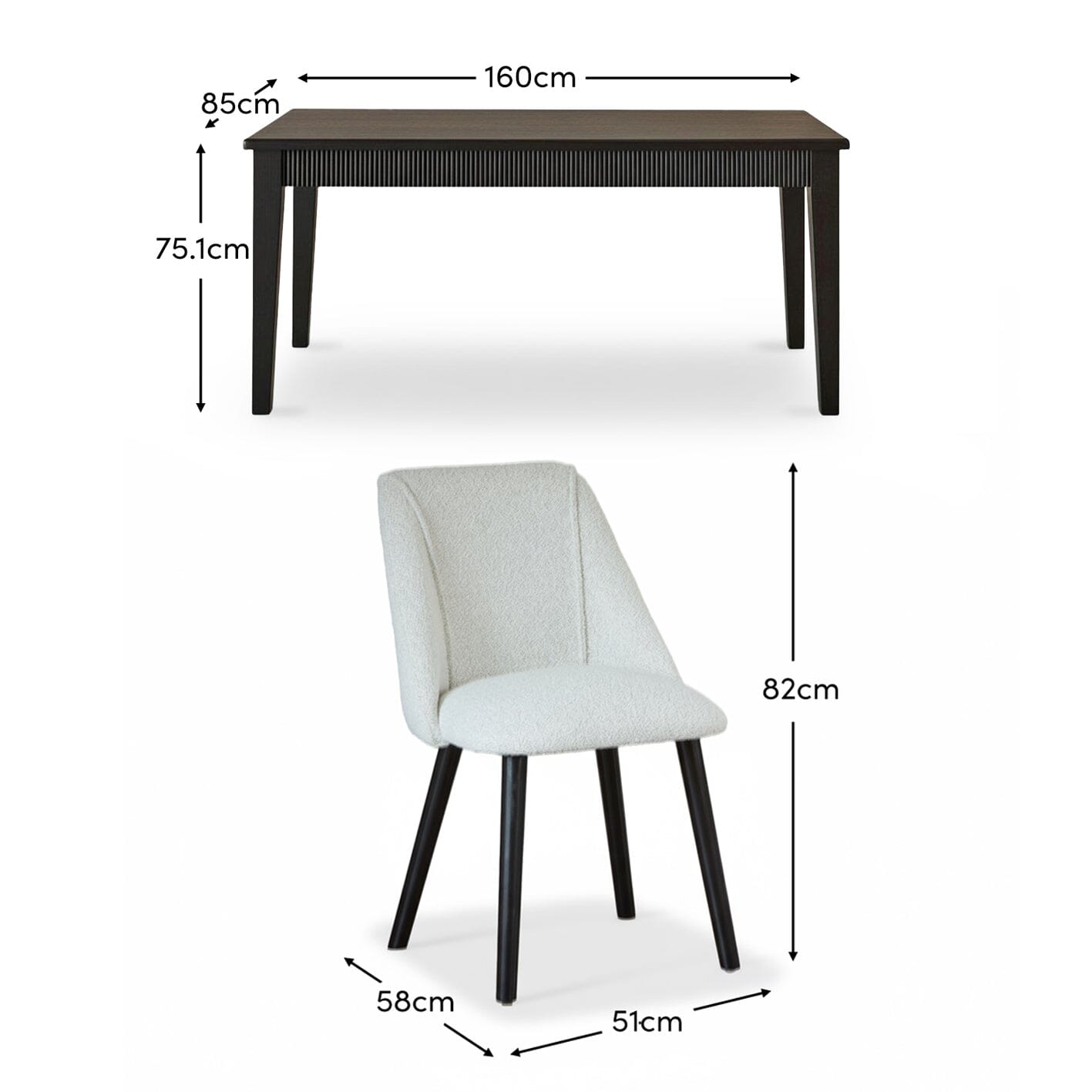 Freya Oat Boucle Dining Chair - Set of 2 - Black Oak Legs - LAURA James