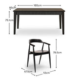 Raleigh Black Oak Rectangular Dining Table Set - 6 Seater - Carter Black Oak Dining Armchairs - Laura James 