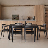 Raleigh Black Oak Rectangular Dining Table Set - 6 Seater - Carter Black Oak Dining Armchairs - Laura James 