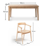 Raleigh Whitewash Dining Table Set - 6 Seater - Carter Whitewash Oak Dining Armchairs - Laura James