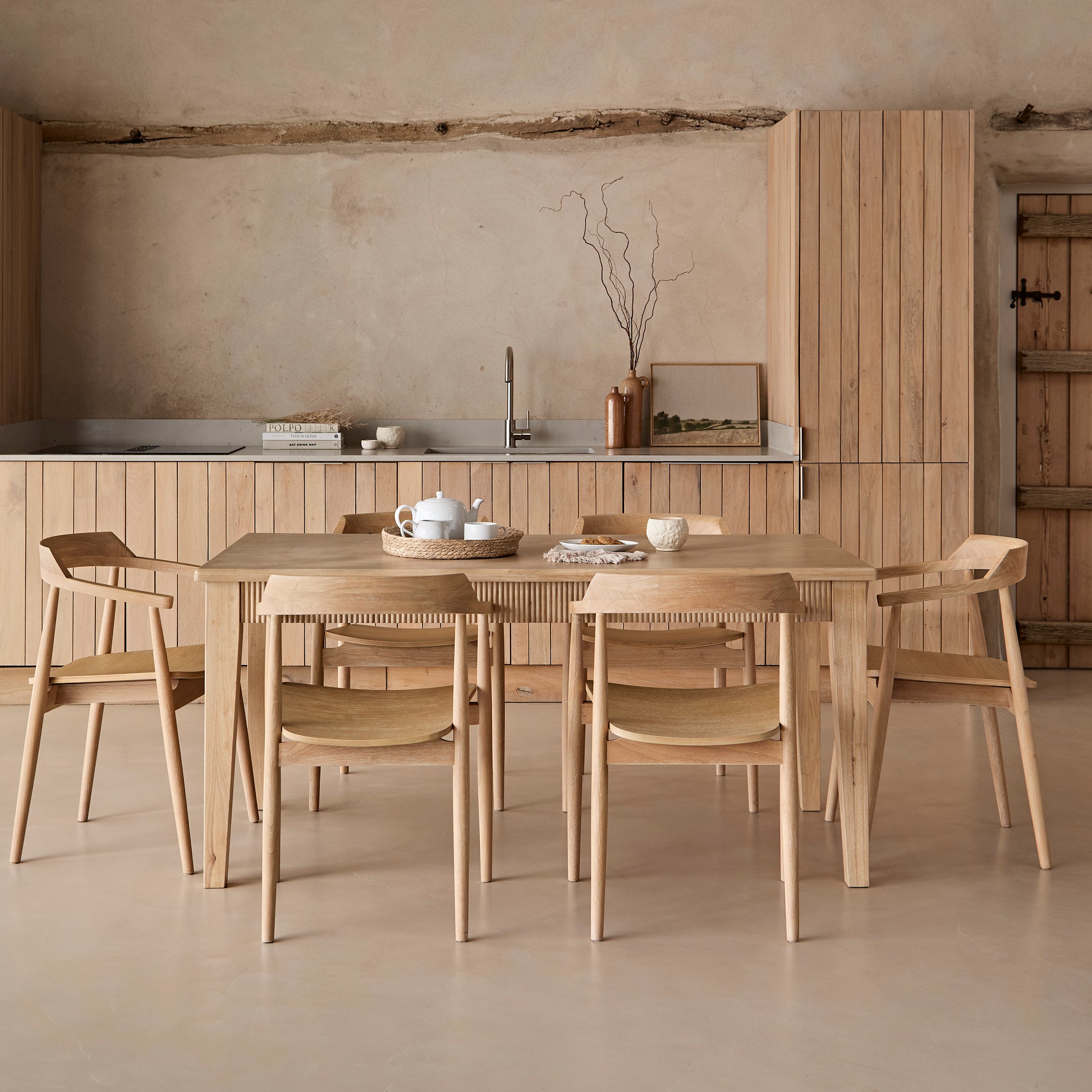 Raleigh Whitewash Dining Table Set - 6 Seater - Carter Whitewash Oak Dining Armchairs - Laura James 