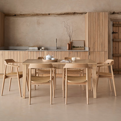 Raleigh Whitewash Dining Table Set - 6 Seater - Carter Whitewash Oak Dining Armchairs - Laura James 