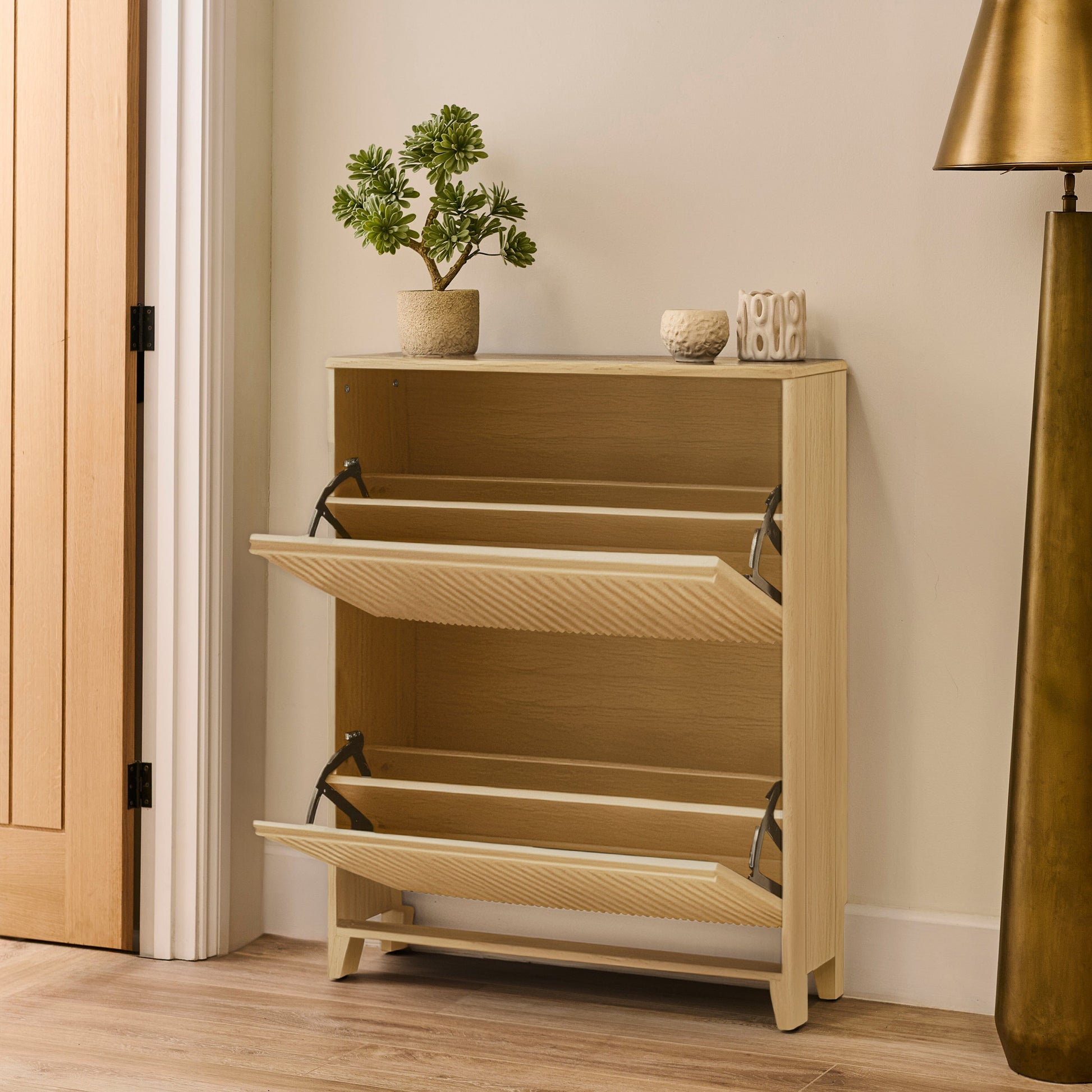 Raleigh 2 Door Shoe Cabinet - Whitewash- Laura James 