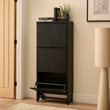 Raleigh 3 Door Shoe Cabinet - Black - Laura James 