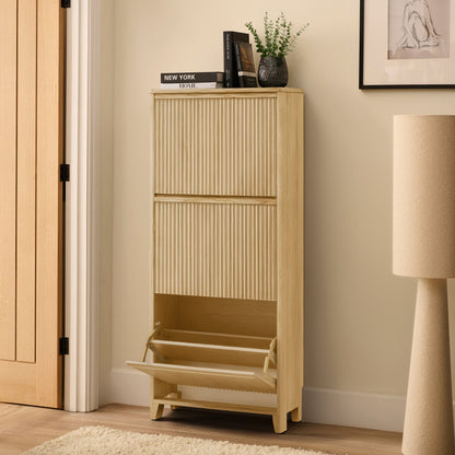 Raleigh 3 Door Shoe Cabinet - Whitewash - Laura James 