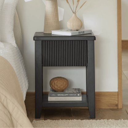 Raleigh Black 1 Drawer Bedside Table