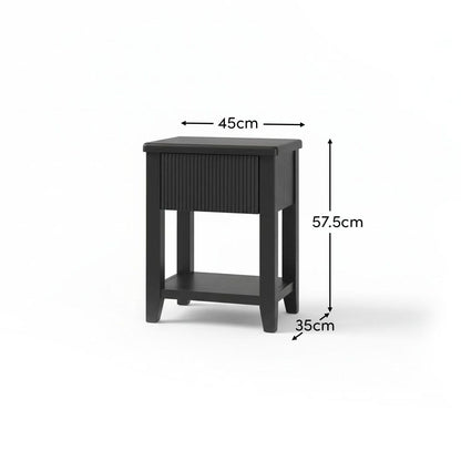Raleigh Black Oak 1 Drawer Bedside Table