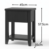 Raleigh Black 1 Drawer Bedside Table