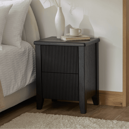 Raleigh Black 2 Drawer Bedside Table