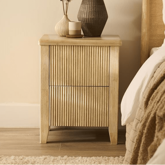 Raleigh 2 Drawer Bedside Table - Whitewash