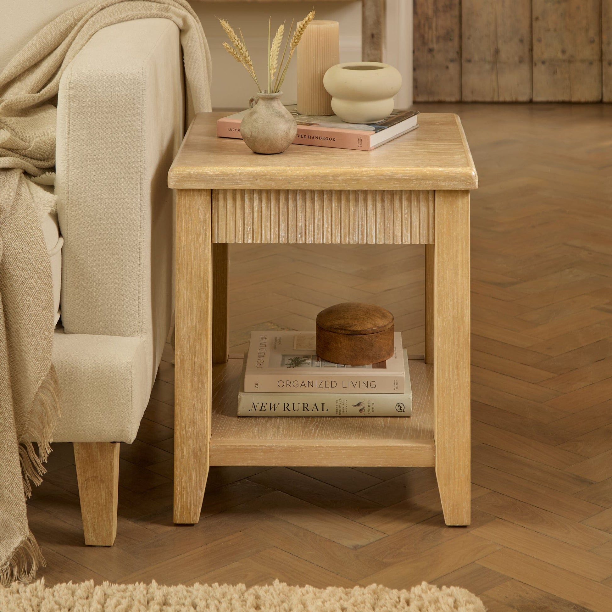 Raleigh 45cm Side Table - Whitewash - Laura James 