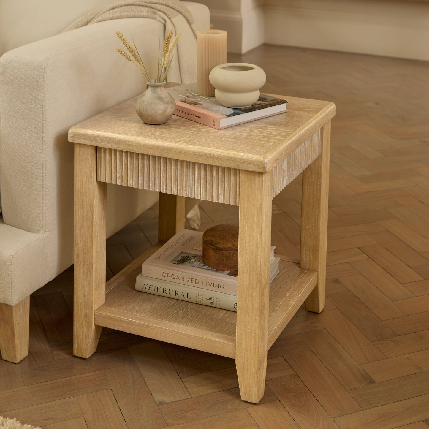 Raleigh 45cm Side Table - Whitewash - Laura James 