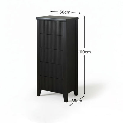 Raleigh 5 Drawer Tallboy - Black Oak - Laura James