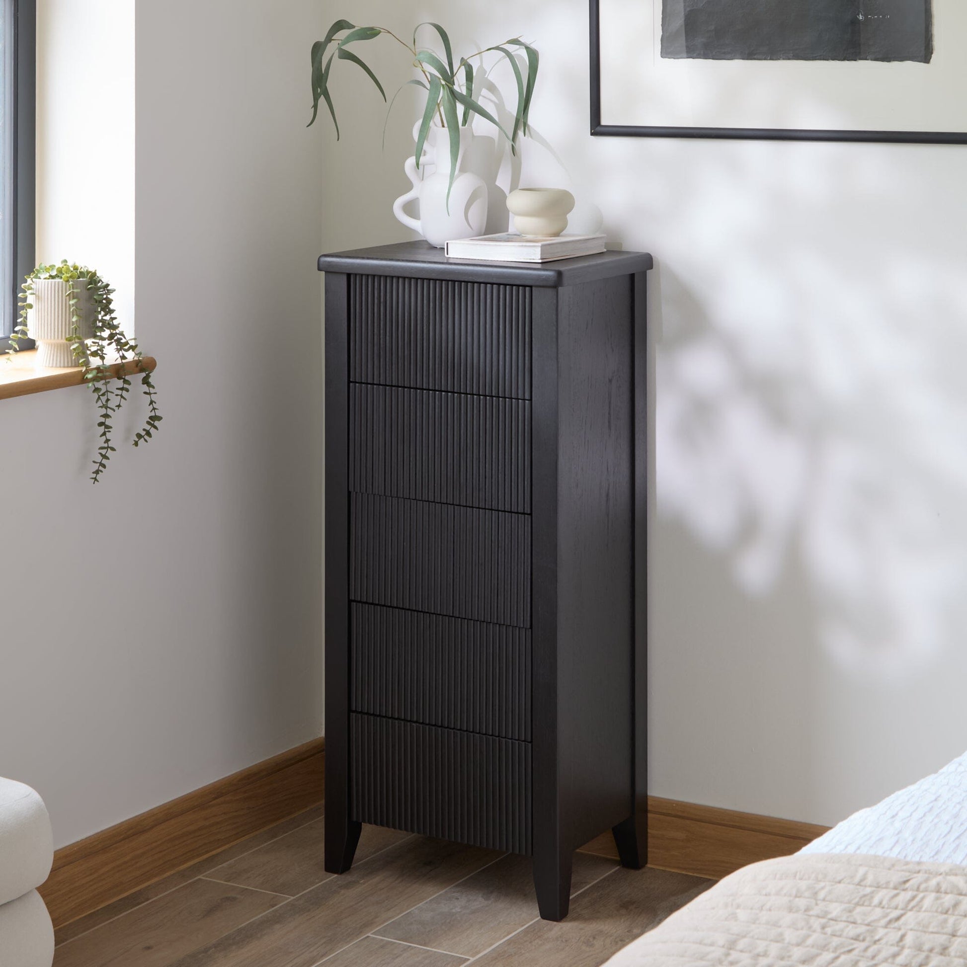 Raleigh 5 Drawer Tallboy - Black Oak - Laura James