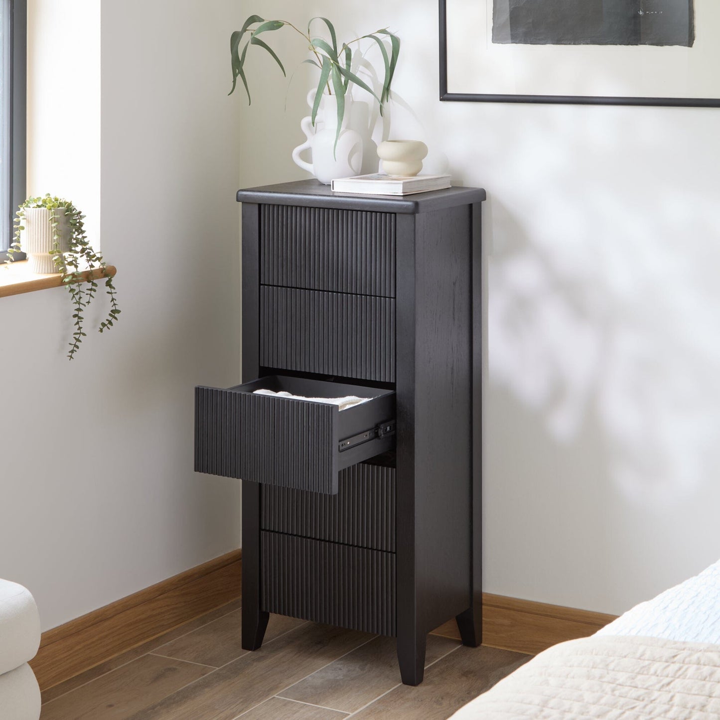 Raleigh 5 Drawer Tallboy - Black Oak - Laura James
